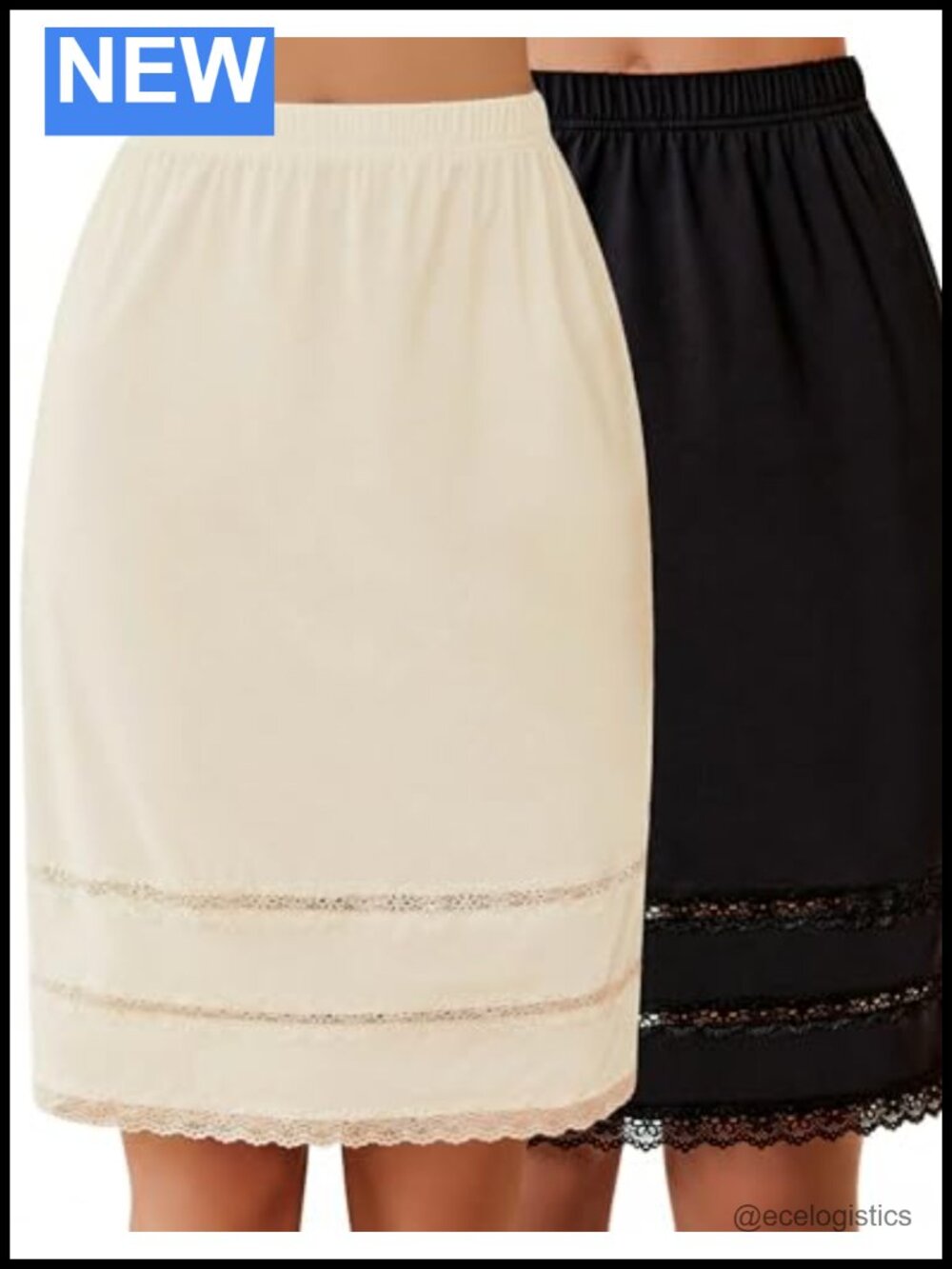 Half Slips for Women Lace Trim Knee Length Underskirt Dress Extender Stretchy